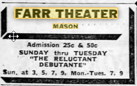 Farr Theatre (Rayner Opera House) - Ad From Nov 23 1958 (newer photo)
